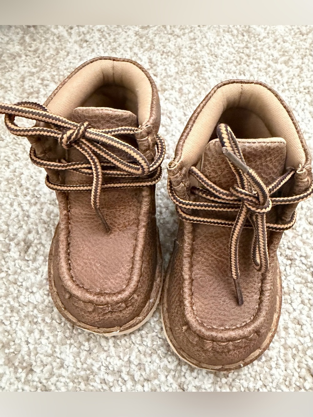Twister infant baby Brown Lace-Up‎ Moccasin Boots Sz 8.9/9